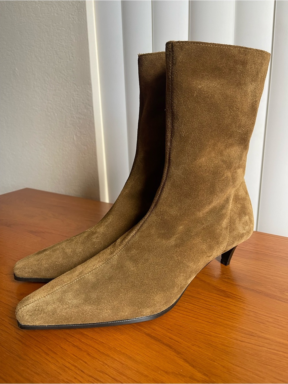 Zara Split Suede Kitten Heel Ankle Boots Brown Size EU 41 / US 10